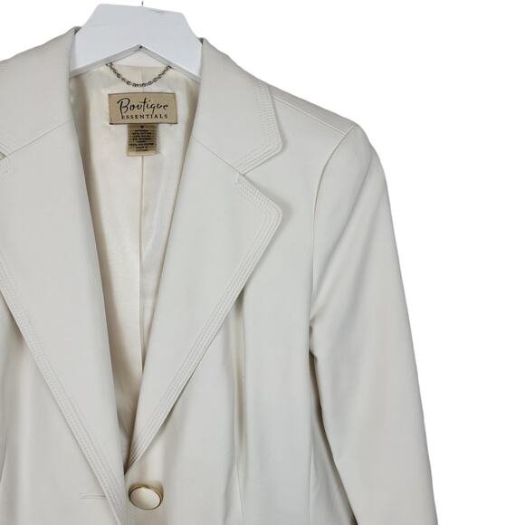 Boutique Essentials Off White Cotton Rayon Evening Jacket Blazer - Size 6 - Picture 5 of 8